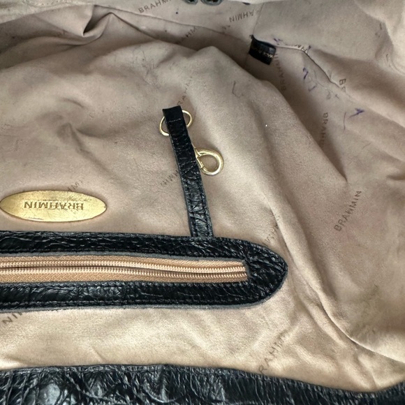 Brahmin Jacqueline Melbourne Hobo Tote Croc Embossed Black Leather Large Bag, - Picture 8 of 11